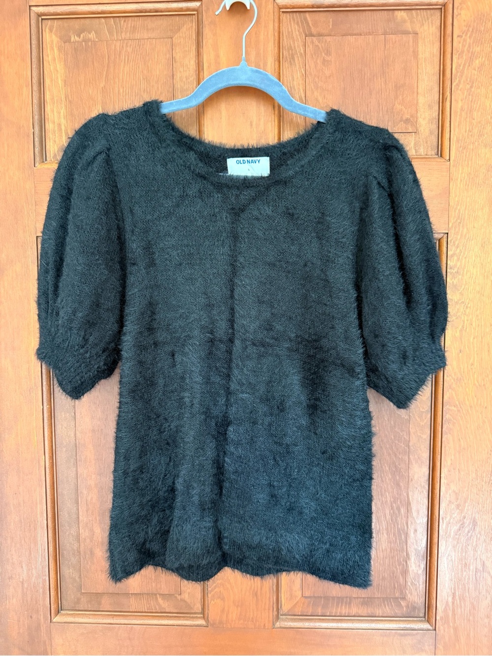 Old Navy Black Fuzzy Puff Sleeve Sweater Top Size L